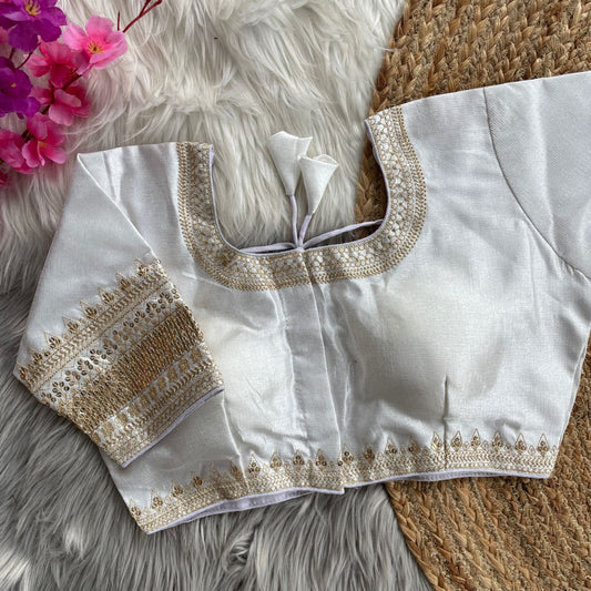 Heavy milan silk with embroidery work