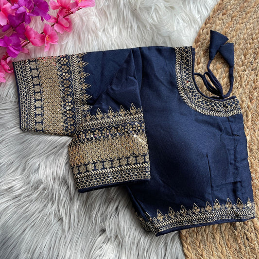 Heavy milan silk with embroidery work