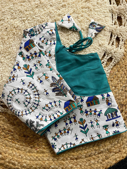 Multi printed cotton readymade blouse