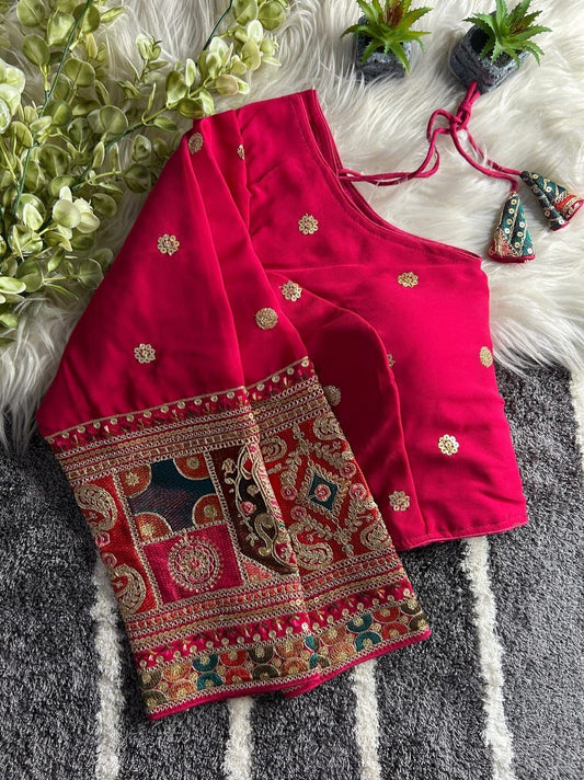 Pink georgette Viscose fancy readymade blouse [Product code:-