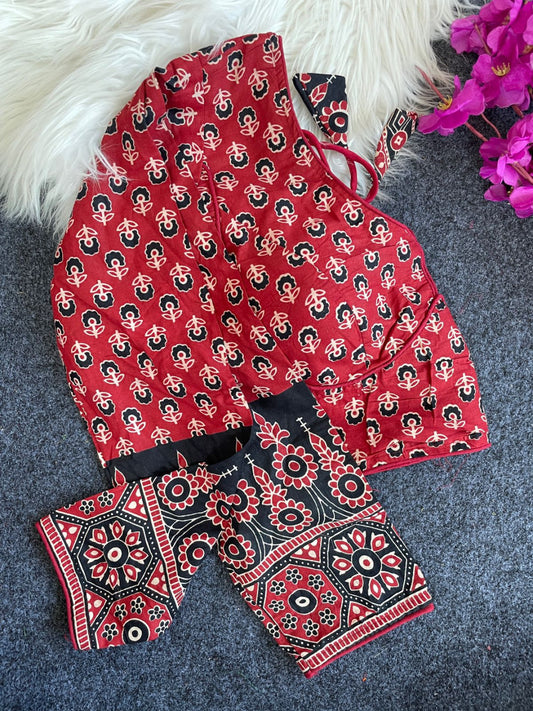 Multi ajrakh printed cotton readymade blouse