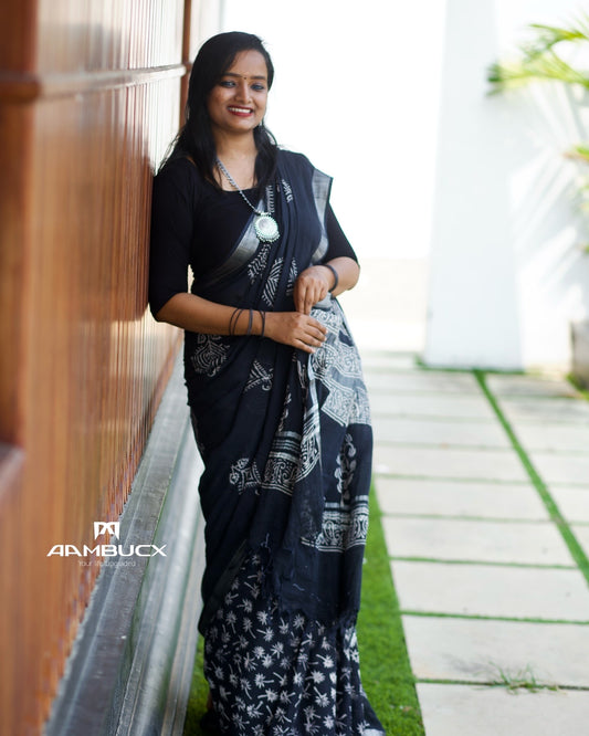 Cotton linen saree