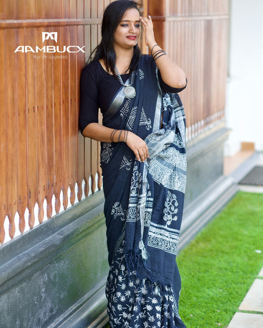 Cotton linen saree