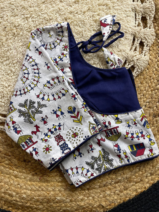 Multi printed cotton readymade blouse