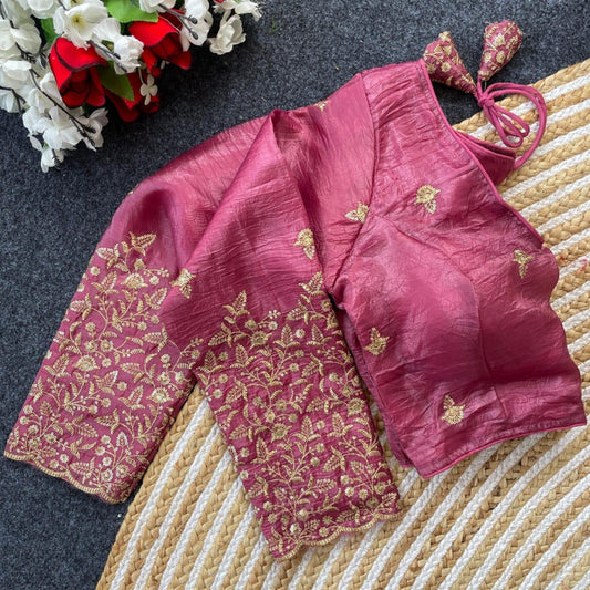crush readymade blouse with sequence and zari work