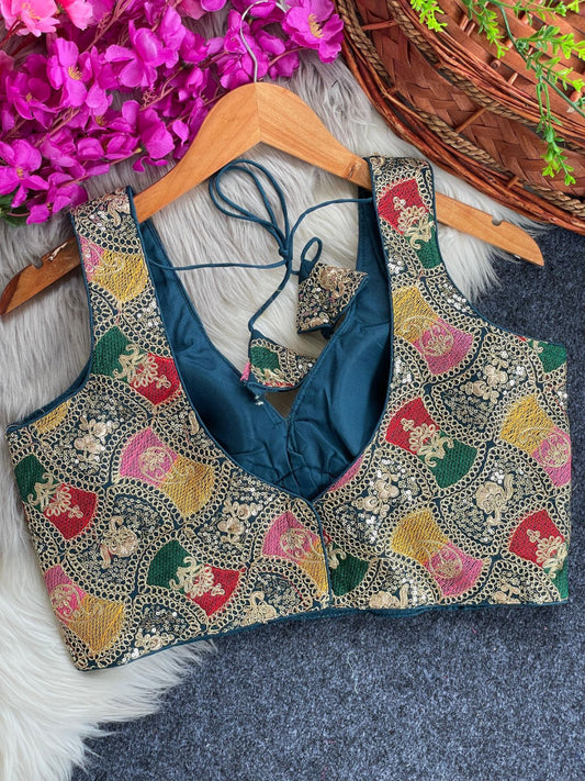 fox georgette readymade blouse with embroidery and sequance work