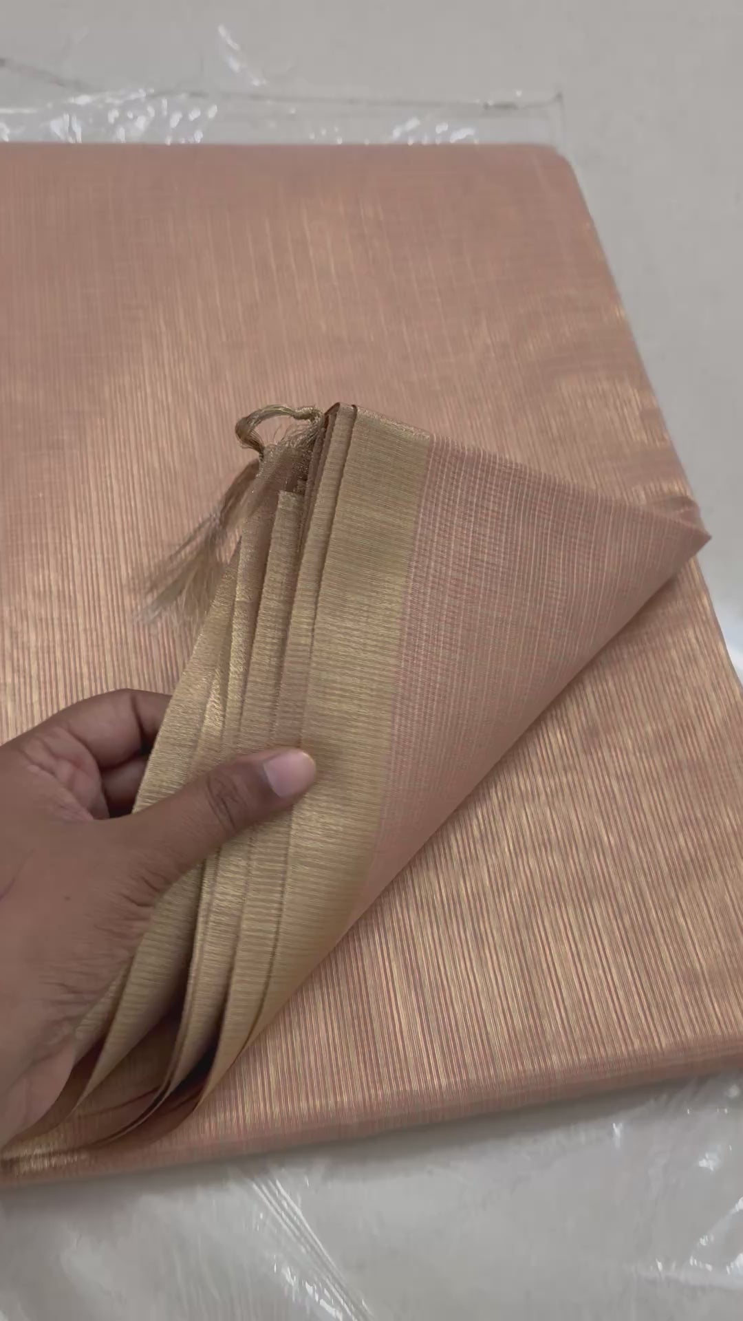 PEACH TONE WITH GOLDEN ZERI BORDER COTTA SAREE